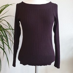 Camaieu Brown Ribbed Boat Neck Sweater